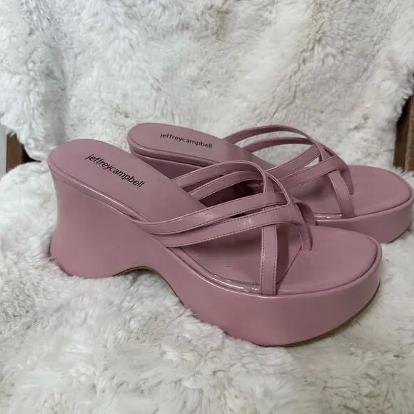 NEW Jeffrey Campbell pink Year 3000platform wedges sandals 9.5